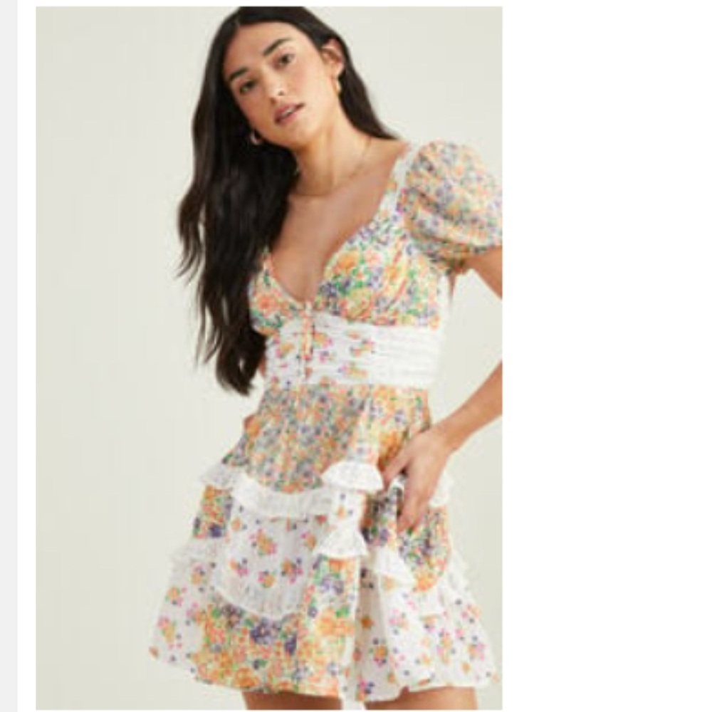 Altar'd State Aderny Patchwork Floral Dress